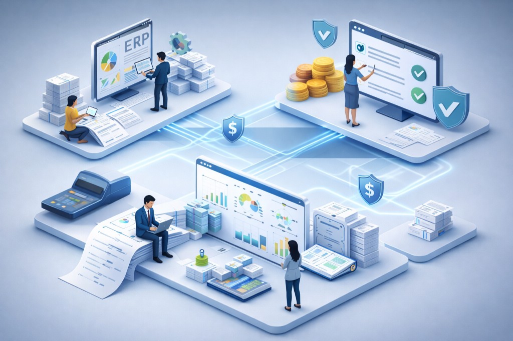 Sistema integrado de gestión de gastos: ERP, aprobaciones, validación y dashboards de control